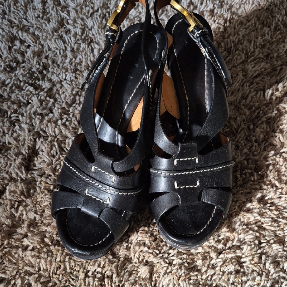 Chloe Black Leather Sandals